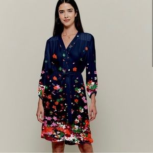 Tucker Abigail Dress Indigo Botanical Falls Floral Silk